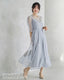 ラメレース 2ピースセットアップドレス ブルーグレー 全身写真（袖あり）
