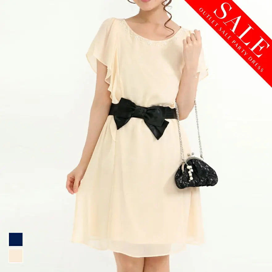 パーティードレス結婚式ドレス【ベルトもＳＥＴ】ラッフルスリーブワンピース!!袖付きお呼ばれワンピ☆ドレス結婚式お呼ばれパーティー同窓会二次会2次会パーティワンピ-ス通販Dress楽天服装お呼ばれ服パーティドレス送料無料9号11号