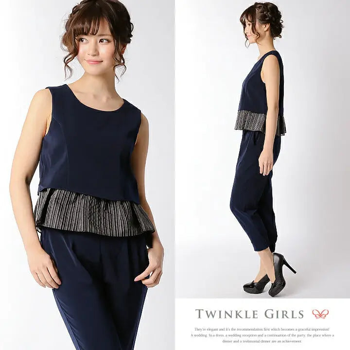パーティードレス パンツ Party Dress パンツドレス セットアップ オールインワン パーティドレス 結婚式 ワンピース パーティー ドレス ゲストドレス ストライプ セット パーティードレス通販TwinkleGIrls