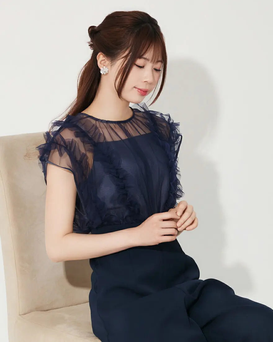 ドレスパーティードレス結婚式ワンピースお呼ばれロング春夏フォーマルプリーツパーティーレースロングドレス袖あり大きいサイズ