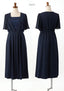 ワンピーススーツ結婚式セレモニードレスパーティードレス秋冬袖ありロング丈大きいサイズロングウエストゴム半袖行事二次会謝恩会成人式同窓会体型カバー