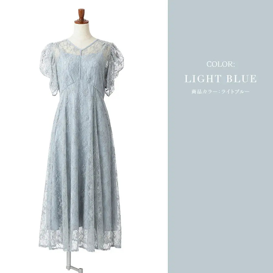 パーティードレス結婚式ドレスワンピースお呼ばれ春夏パワーショルダー袖ありロング丈大きいサイズ二次会謝恩会成人式同窓会体型カバー