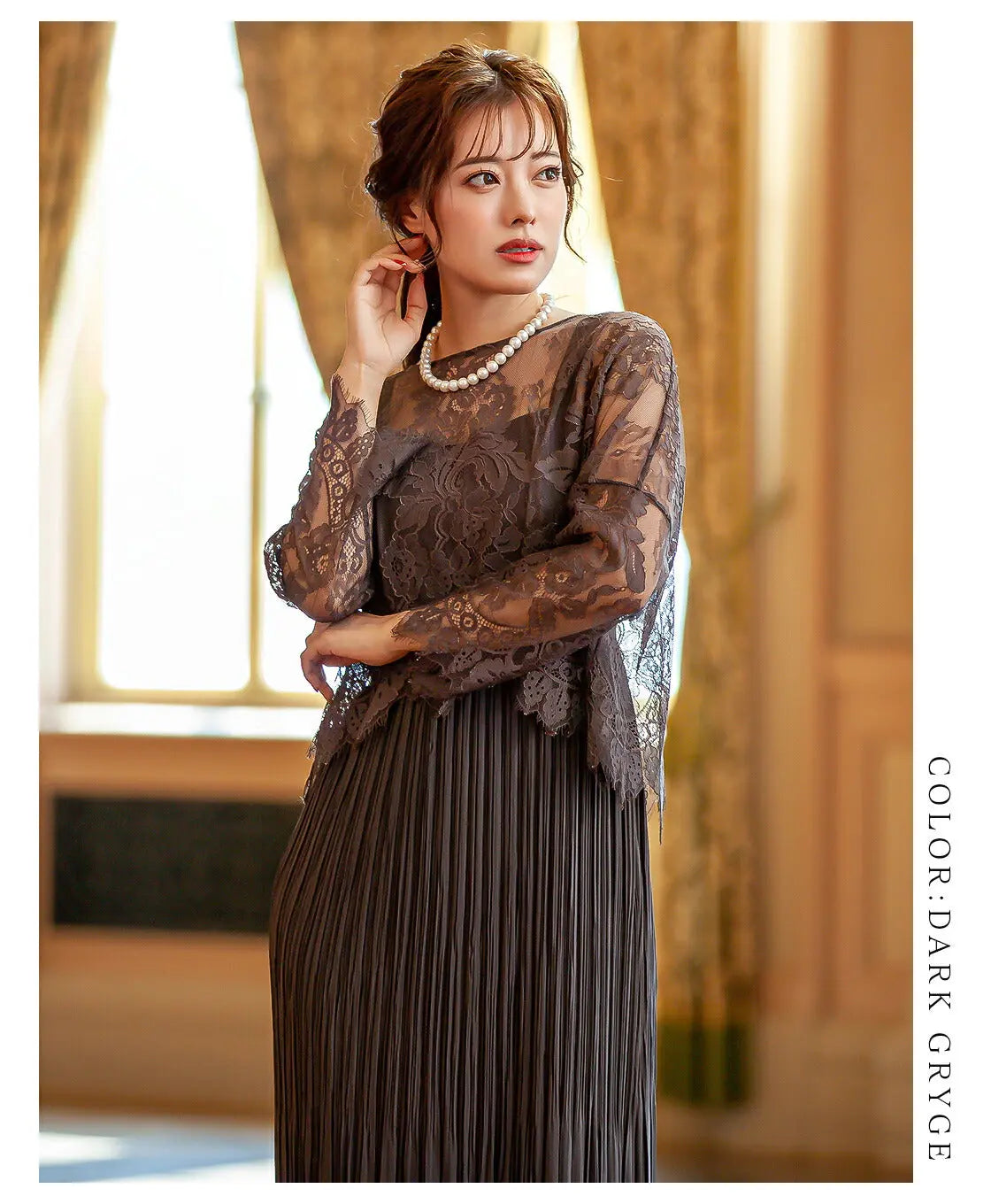 ワンピーススーツ結婚式セレモニードレスパーティードレス秋冬袖ありロング丈大きいサイズロングウエストゴム半袖行事二次会謝恩会成人式同窓会体型カバー