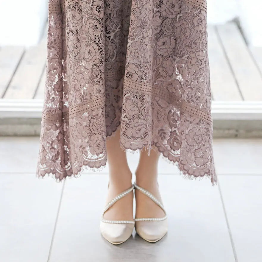 ドレスパーティードレス結婚式ワンピースお呼ばれロング春夏フォーマル総レースハイネックパーティーロングドレス袖あり大きいサイズ