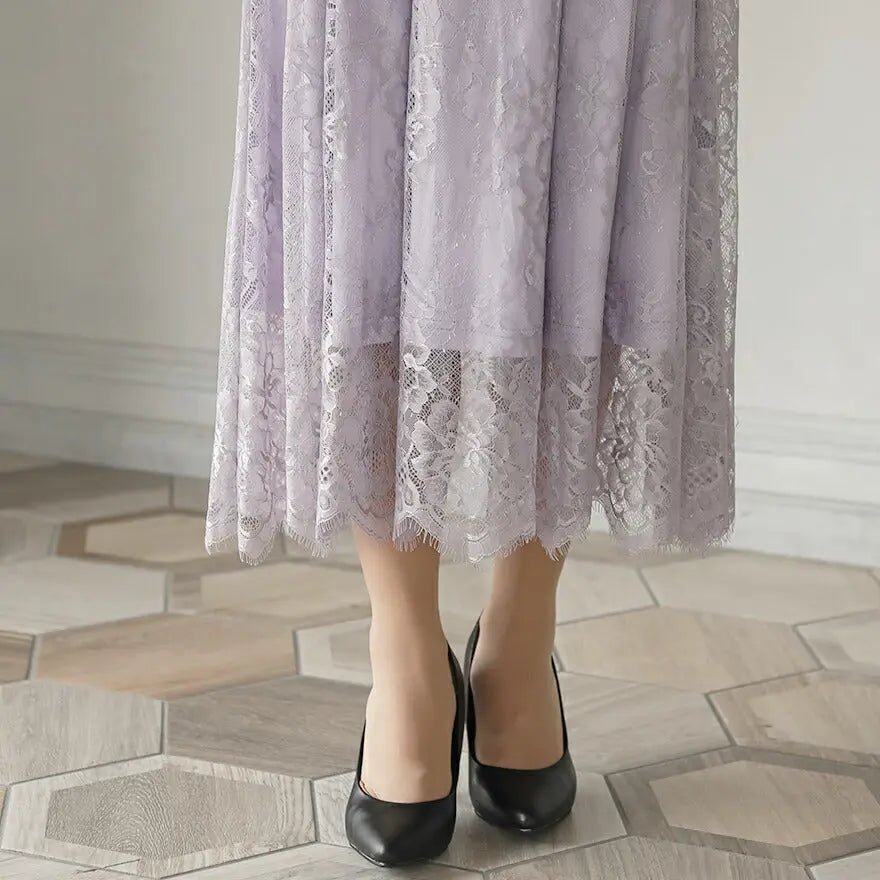 パーティードレス結婚式ワンピースお呼ばれロングフォーマル総レースパワーショルダーパーティーロングドレス袖あり大きいサイズ