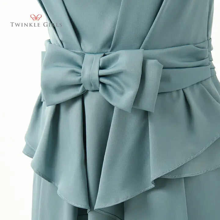 パーティードレス結婚式ワンピースドレスMサイズLサイズパーティドレスフリルペプラム9号11号パーティ２次会リボンお呼ばれパーティワンピレース